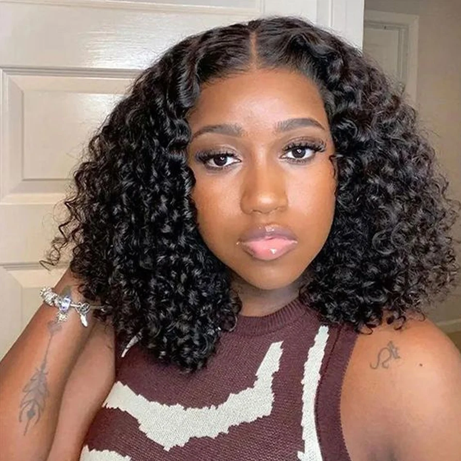Bez Glueless Kinky Curly 13x4 Lace predné ľudské vlasové parochne pre ženy, ktoré sa nosia na indickú hlbokú parochňu vlhkú a zvlnenú parochňu 180 hustoty