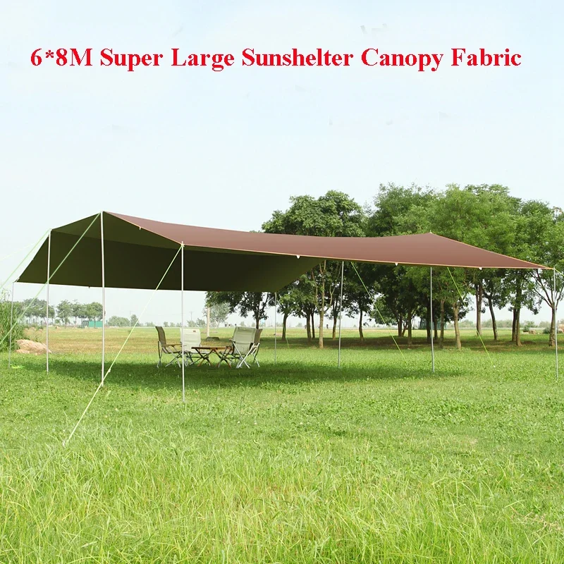 Bez stĺpov! 6*8 m Veľká vodotesná strieborná strieborná vodotesná oxfordová kempingová markíza slnečnica Sunshelter Tarp Viac závesných bodov