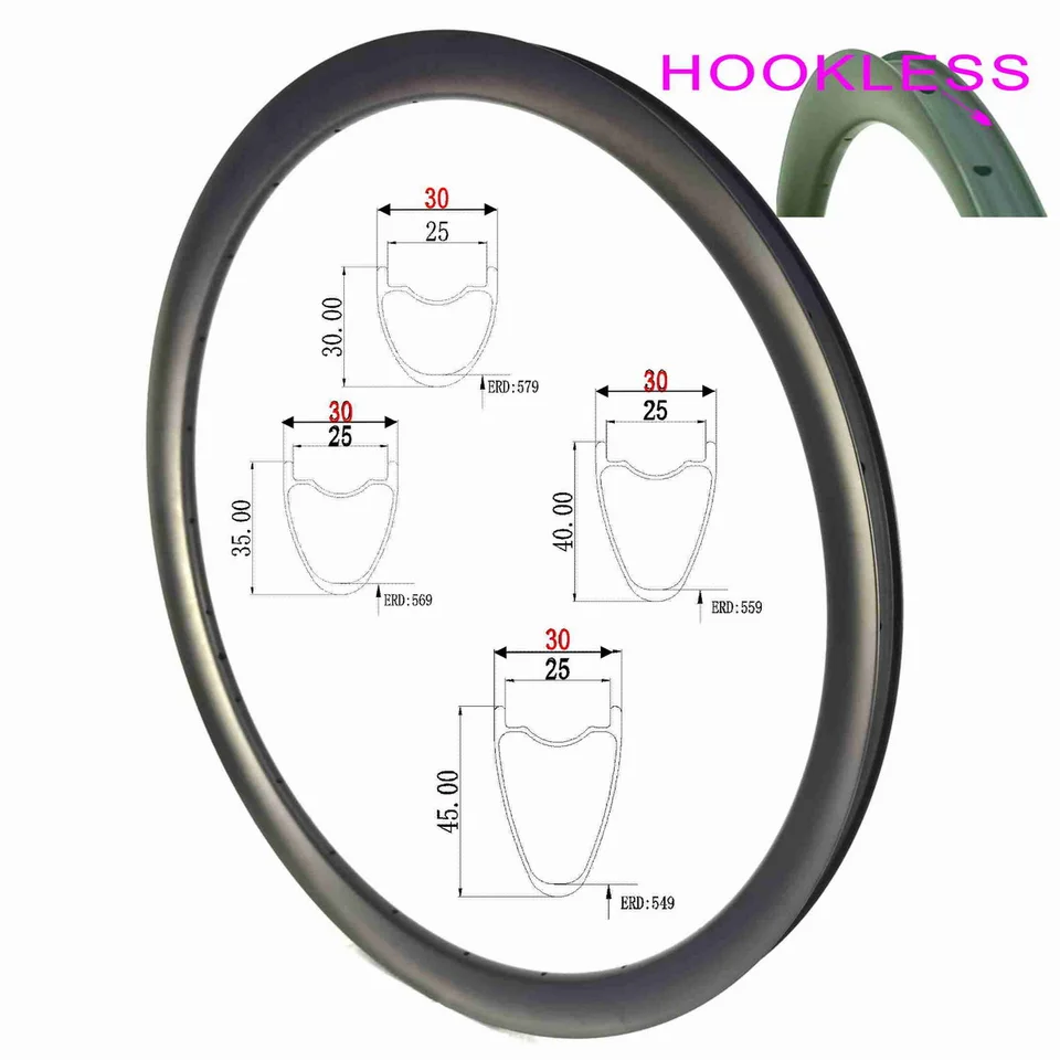 Bezblíženie ľahkých štrkových uhlíkových ráfikov T800 bez háčika 24 mm vnútorná šírka 30 mm 35 mm 40 mm 45 mm hĺbka závodných bicyklov
