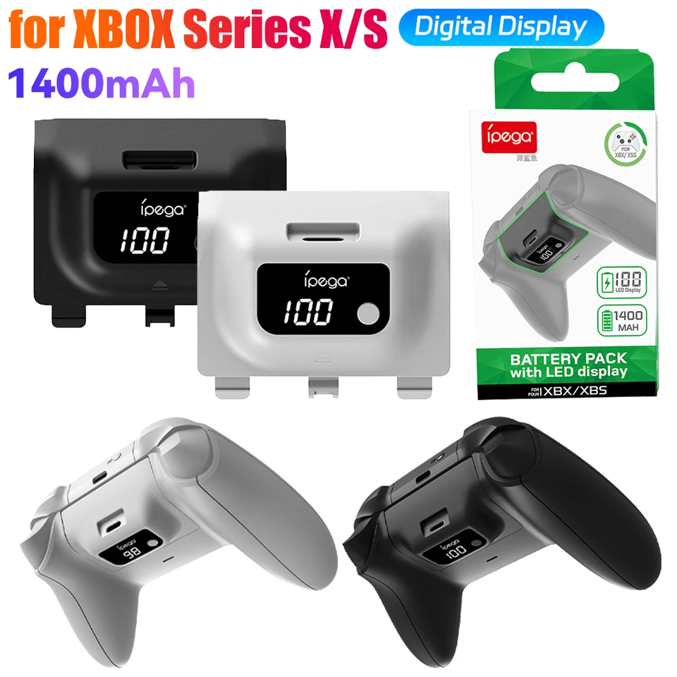Bezdrôtová batéria Gampad 1400 mAh Nabíjateľný ovládač Gampad batéria s digitálnym displejom pre sériu X/Xbox Series Series Series Series