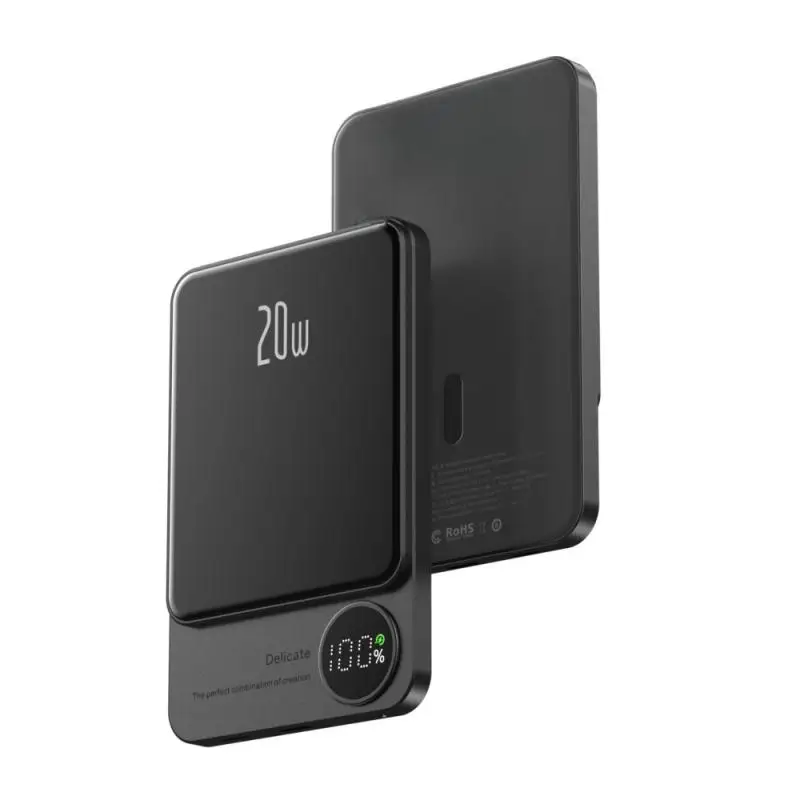 Bezdrôtová batéria Magnetic Power Bank 10000 mAh, kompaktná prenosná nabíjačka s LED displejom, kompatibilná s iPhone 15/13/12