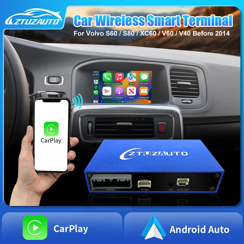 Bezdrôtová CarPlay Android Auto Box 5G Upgrade Verzia pre Volvo V40 V60 XC60 S60 V70 XC70 S80 2010-2014 OEM Mikrofónový doplnok
