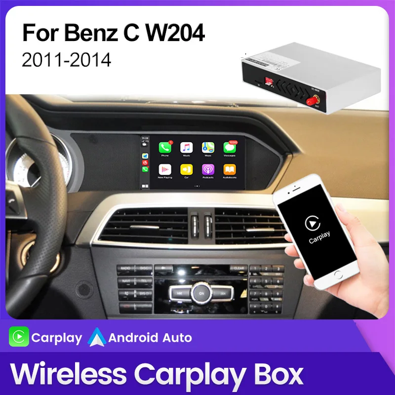 Bezdrôtová CarPlay pre Mercedes Benz W204 C204 S204 C trieda NTG 4.0 4.5 s Android Auto Map BT Siri AirPlay Navigation Spotify