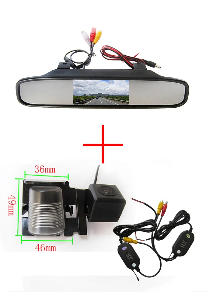 Bezdrôtová farba CCD čipový automobil zadný fotoaparát pre Jeep Wrangler 2012-2013 + 4,3-palcový monitor spätného zrkadla