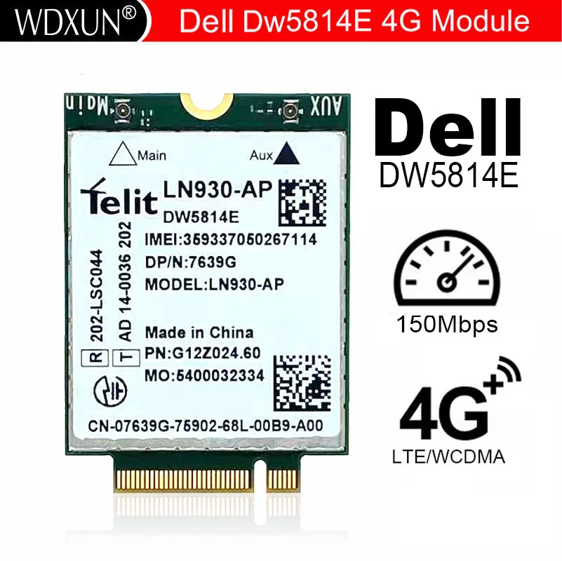 Bezdrôtová karta pre Dell DW5814E P/N XFVM5 0xFVM5 LN930-AP WWAN 4G NGFF CARTA LETATIONE 14 