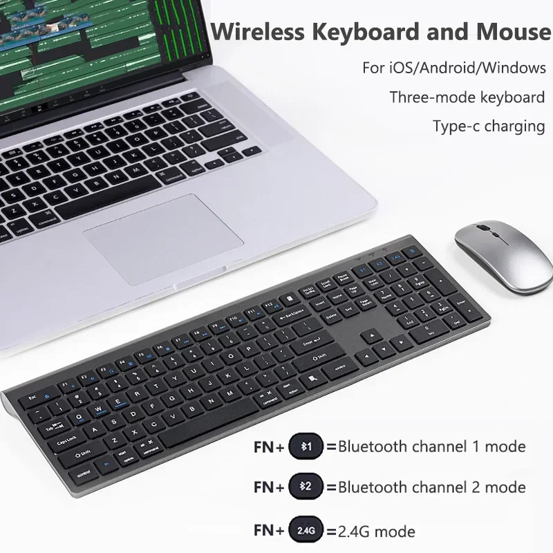 Bezdrôtová klávesnica a myš Combo počítačová klávesnica sada myši 2.4g Bluetooth Keyboard pre mobilný telefón pre prenosné počítače stolová plocha Tablet