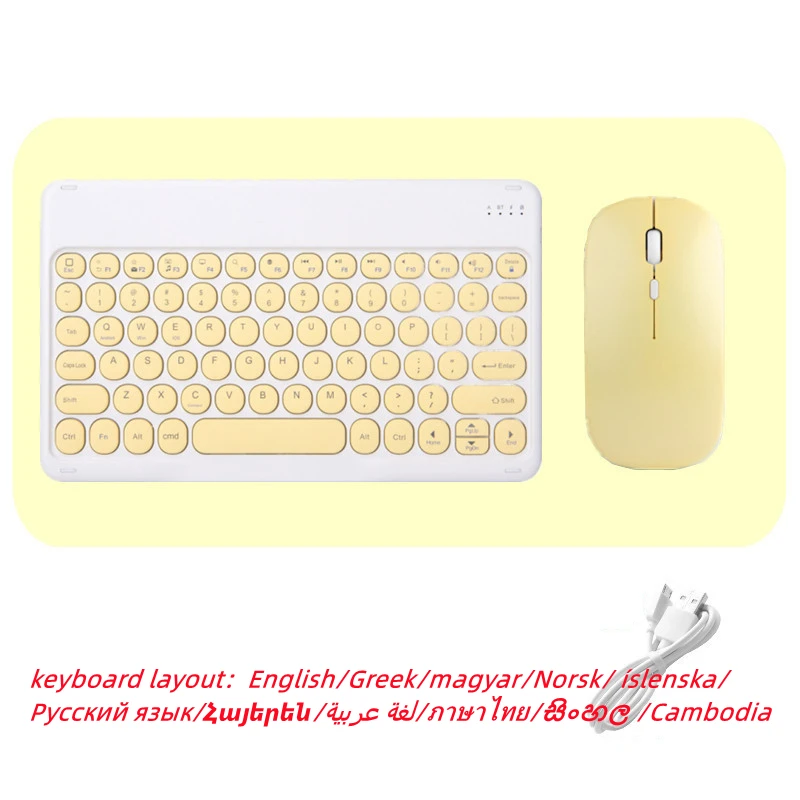 Bezdrôtová klávesnica a myš Combos Set Round Bluetooth Russian Arabic Thai Norsk Grécka pre iPad iPad Android Windows Phone Tablet