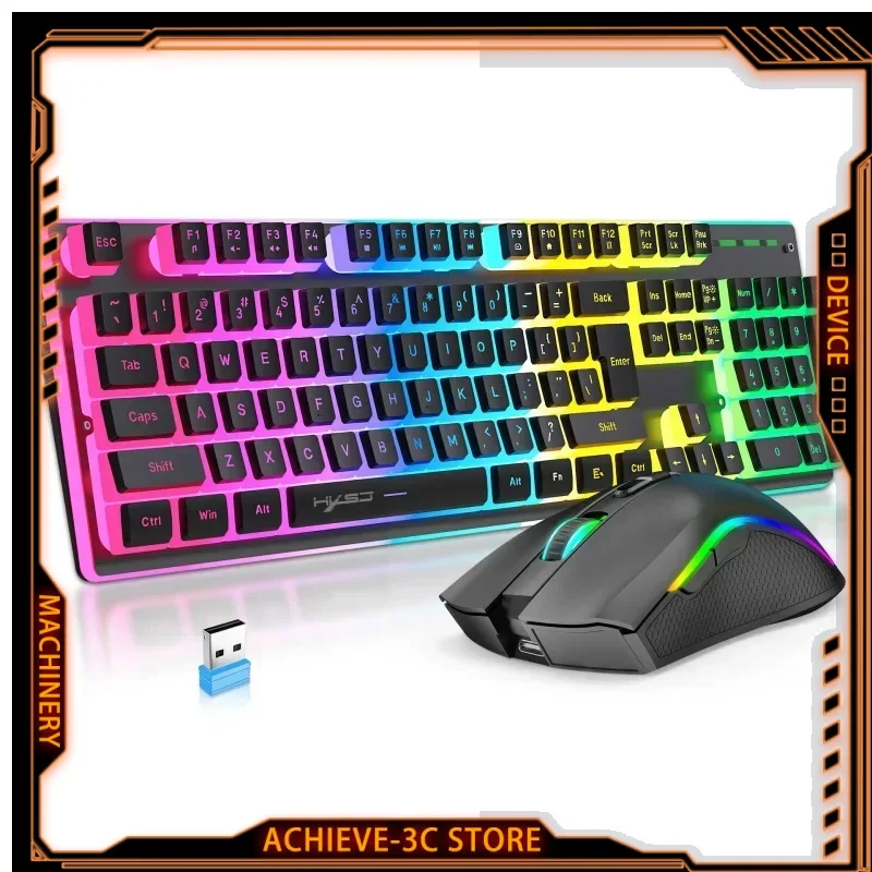 Bezdrôtová klávesnica Mouse Combos Nabíjateľné 2,4G RGB podsvietenie 4800DPI 104Keys Klávesnica a herné myši pre počítač domácej kancelárie