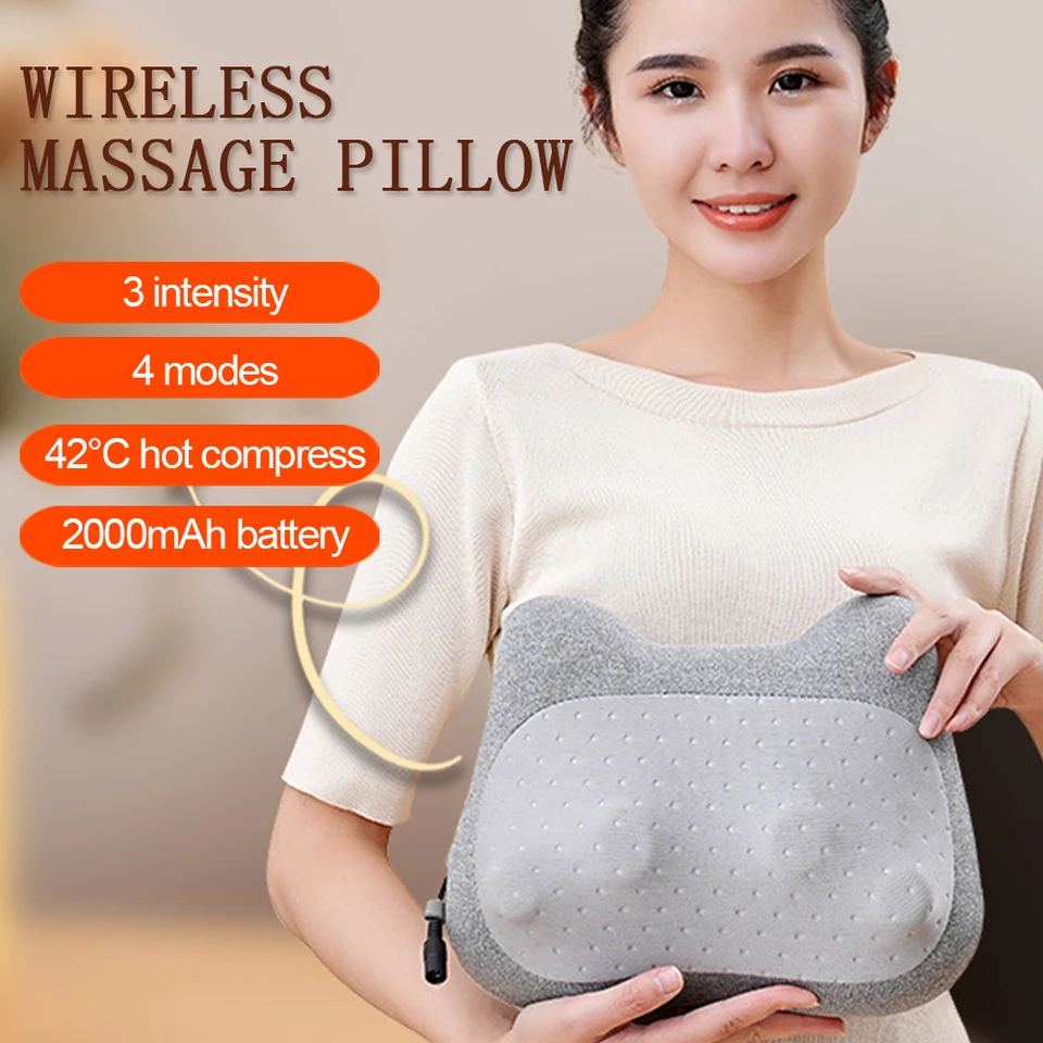 Bezdrôtová masážna vankúšová krčka Krku krk Chrbát Body Massager s vankúšom hlboký tkanivový vankúš pre auto domov