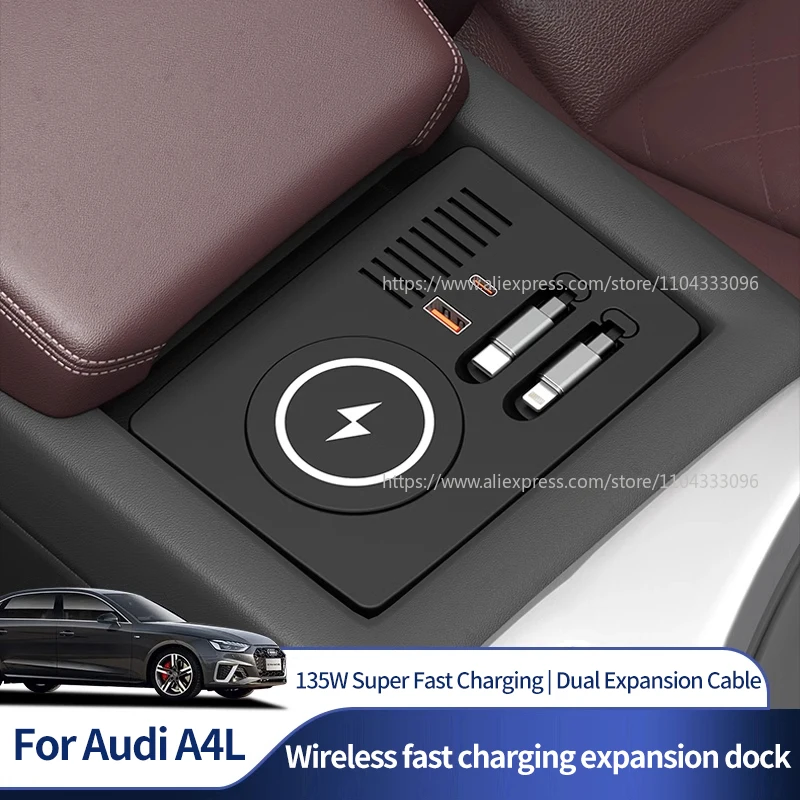 Bezdrôtová nabíjačka automobilu pre Audi A4 A5 A4L A5L S4 S5 Q3 2017-2024 2025 Rýchly telefón nabíjačku na nabíjačku Audi