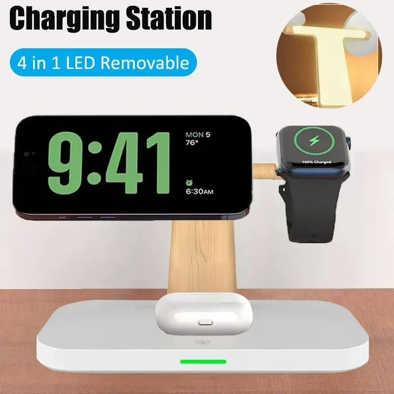 Bezdrôtová nabíjačka odnímateľná nočná nočná nočné svetlo Rýchle nabíjanie pre Magsafe iPhone 16 15 14 Pro Max Apple Watch AirProds Pro