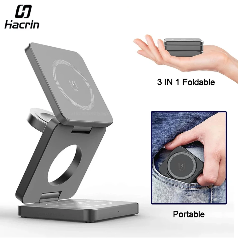 Bezdrôtová nabíjačka pre iPhone 3 v 1 skladateľnej nabíjacej stanici Magnetic Wireless pre iPhone 15 14 13 12 12 Pro Max