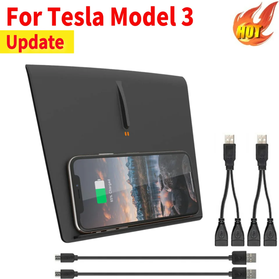Bezdrôtová nabíjačka pre Tesla Model 3 15W Rýchle nabíjanie bezdrôtových nabíjacích podložiek s dýchacie svetlo Silikón Non smyp Pad