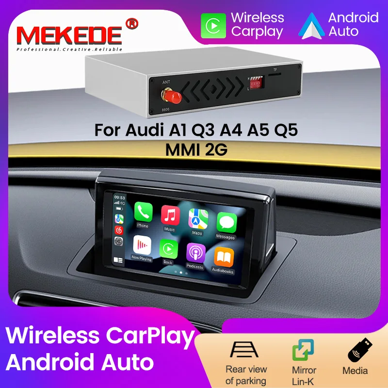 Bezdrôtová súprava CarPlay Auto Equitovit pre Audi A1 Q3 A4 A5 Q5 MMI 2G s AirPlay Mirror Link Front View Camera Reverzná kamera