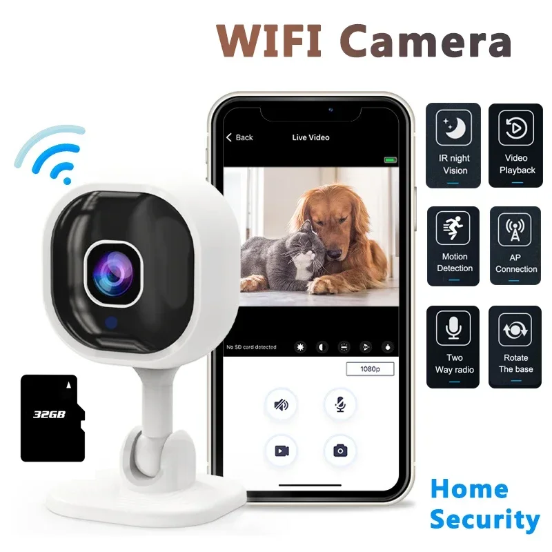 Bezdrôtová Wi -Fi fotoaparát IP Cam 32 GB 360 4K 1080p Night Vision VIDEO VIDEO VIDEO AUDIO OUTDOOR RÁDION TYPE C PRE XIAOMI SMART HOME HUMAN ZOOM