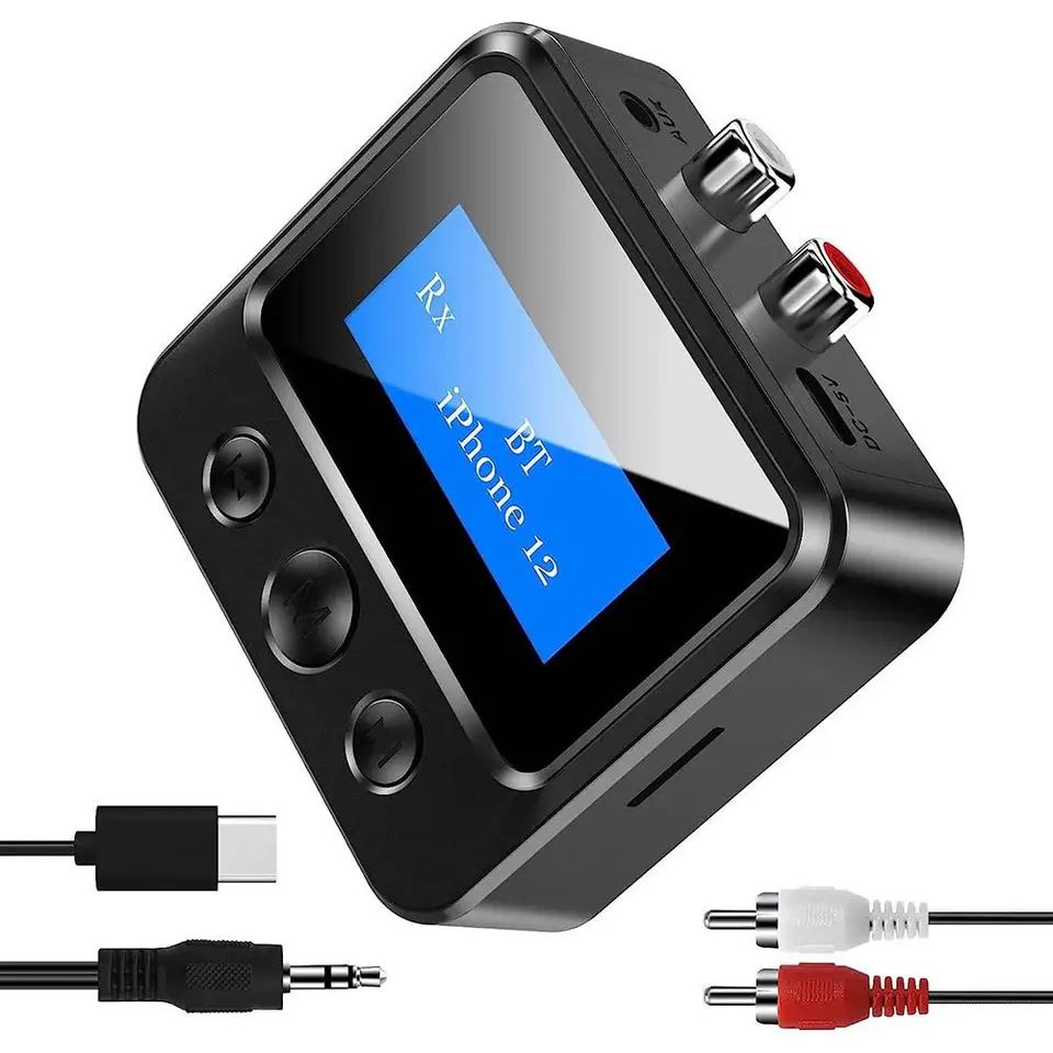 Bezdrôtové 2-v-1bluetooth 5.0 Pánový prijímač s LCD Display TF Card/RCA/3,5 mm AUX výstupný zvukový adaptér pre domáce kino