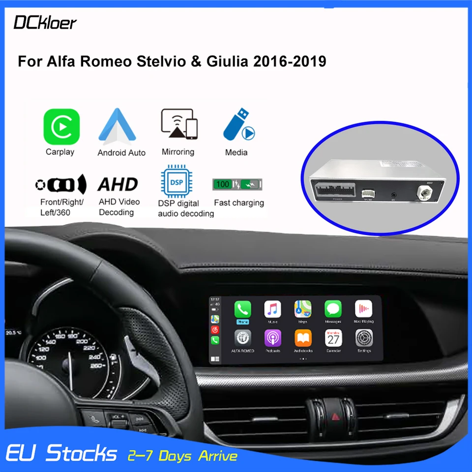 Bezdrôtové Apple CarPlay Android Auto pre Alfa Romeo Stelvio a Giulia 16-19 Modely Multimedia USB navigácia DSP Mirror Link
