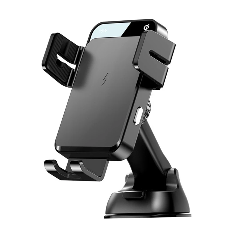 Bezdrôtové auto automatické upínacie auto montáž 15 W rýchle nabíjanie Dashboard Car Phone Mount pre smartfón 4,7-6,8 palca