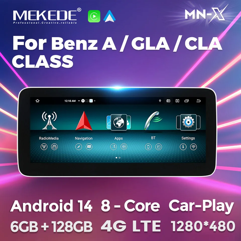 Bezdrôtové Carpaly Auto Android 14 Car Radio pre Mercedes Benz A Class W176 GLA X156 CLA C117 2013-2018 Multimedia prehrávač GPS DSP DSP