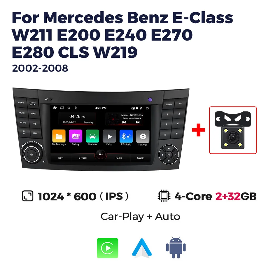 Bezdrôtové CarPlay Android 13 Aut Radio pre Mercedes Benz E-Class W211 E200 E220 E300 E350 E240 E280 W219 Multimedia Autoradio