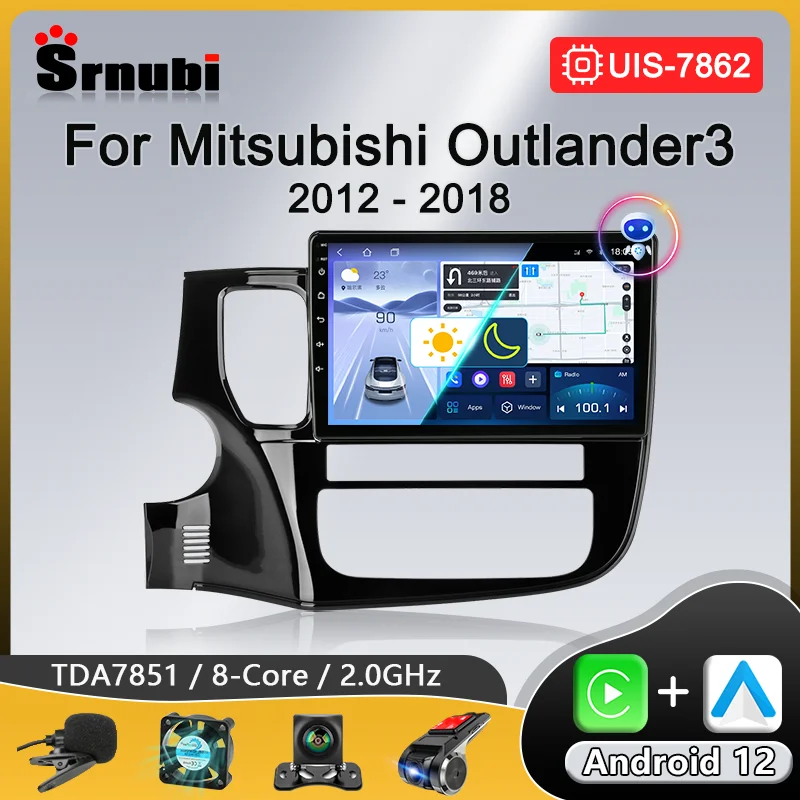 Bezdrôtové CarPlay Android Auto Car Radio pre Mitsubishi Outlander 3 GF0W GG0W 2012-2018 4G Multimedia Player GPS 2 DIN Head Unit