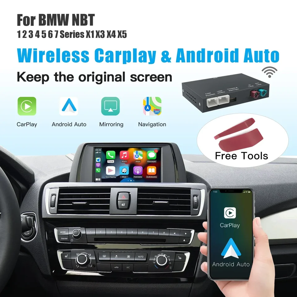 Bezdrôtové CarPlay Android Auto pre BMW NBT CIC systém 1 2 3 4 5 6 7 Series X1 X3 X4 X5 X6 Mini E60 E84 E70 F26 F25 F10 F11F20 F21