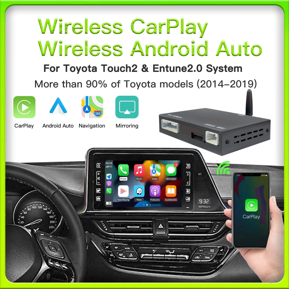 Bezdrôtové CarPlay Android Auto pre Toyota s Touch2 Entune2.0 2014-2019 sa hodí pre Tundra/Highlander/RAV4/Tacoma/Camry/Corolla