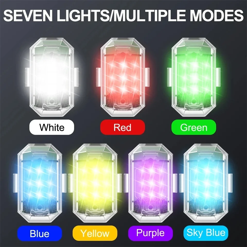 Bezdrôtové diaľkové ovládacie strobe svetlo LED výstražná lampa 7 Farby pre motocykel cyklistu RC RC Dron Flash Poloha indikátor LAMP