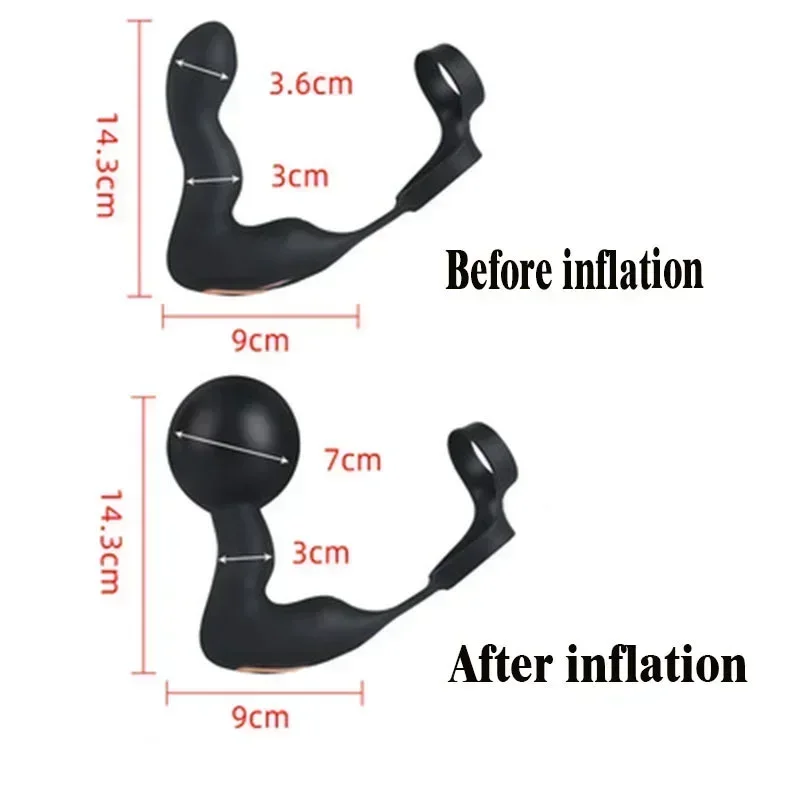 Bezdrôtové diaľkové ovládanie nafukovacie análne dildo vibrátor Massager Massager Obrovský zadok s kohútom s rozširujúcimi sa hračkami