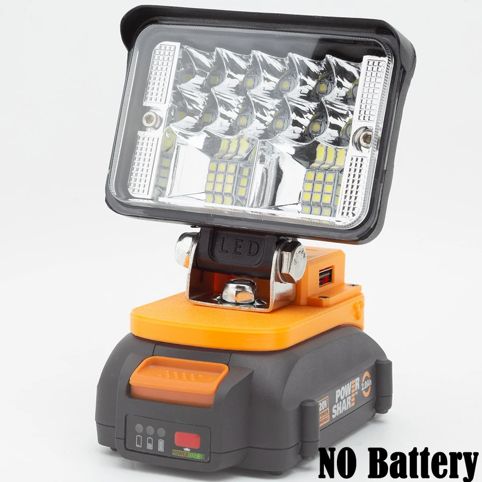 Bezdrôtové LED pracovné svetlo pre WORX 20V LI-ION BATTERSKÁ BATTERS W/USB QC3.0 Nabíjateľné nové prenosné vonkajšie núdzové svetlo