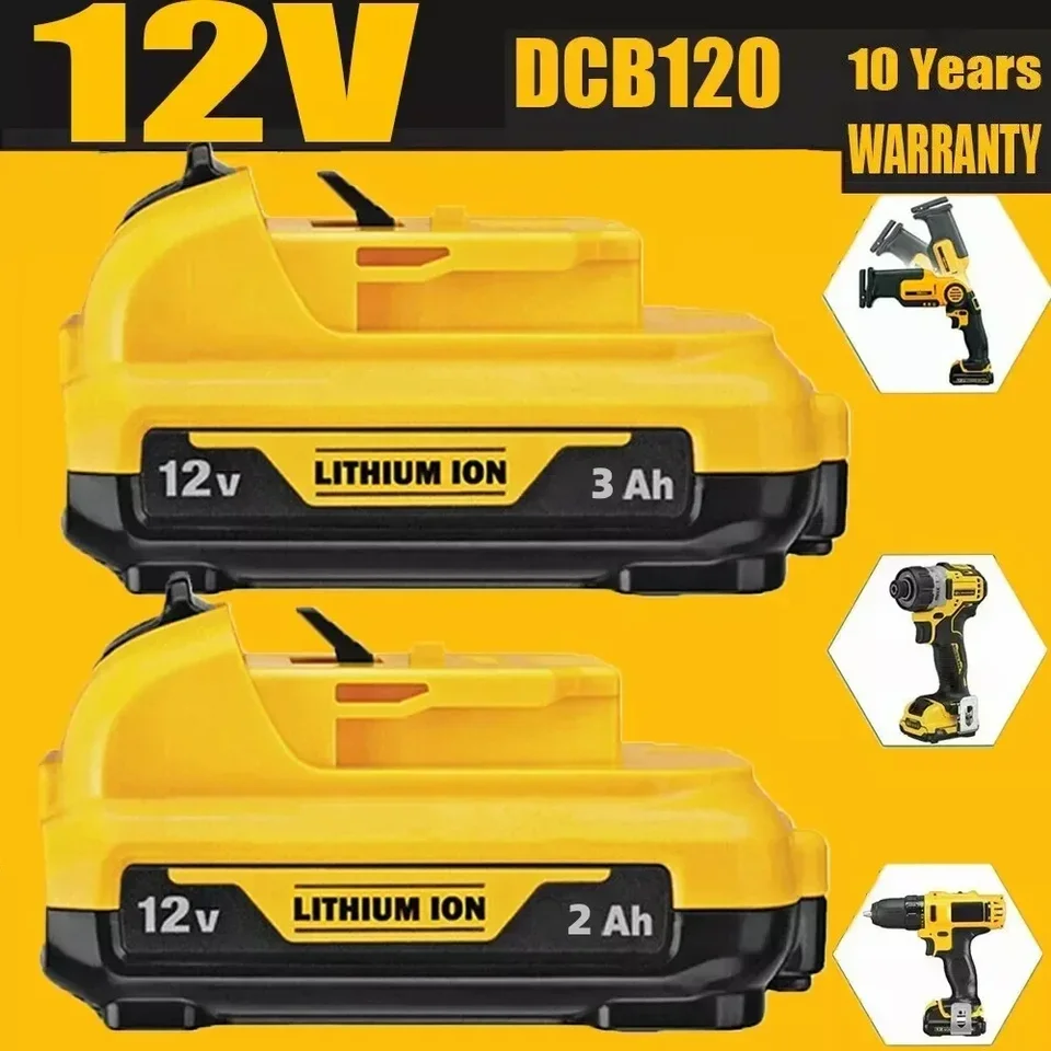 Bezdrôtové/nabíjateľné pre dewalt DCB120 lítium -iónové batérie 12V 3.0AH batérie DCB124 DW089LG DCD701F2 Elektrické náradie/laser