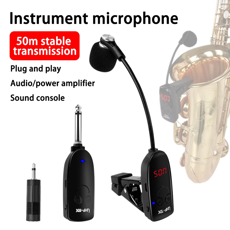 Bezdrôtové prístroje mikrofónový zosilňovač pre saxofónový tromfón trombón mikrofón