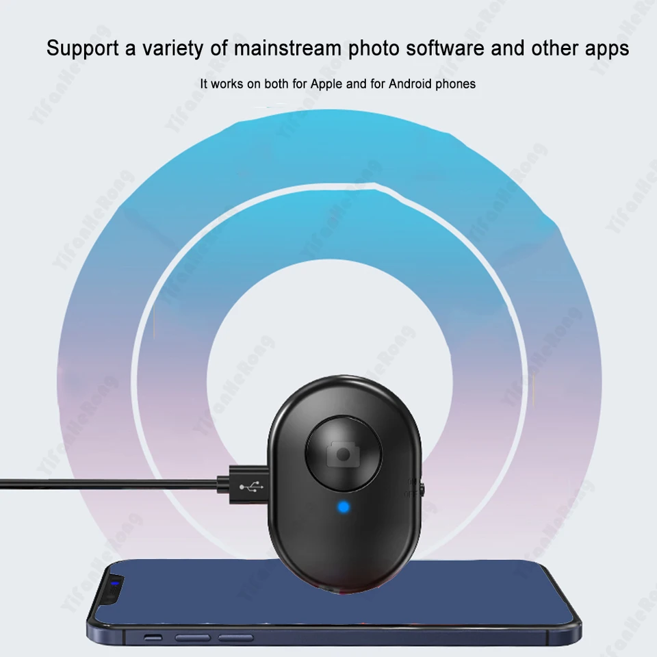 Bezdrôtové tlačidlo diaľkového ovládača Nabíjateľné nabíjateľné Bluetooth kompatibilné selfie selfie selck Shutter Release for iOS Android