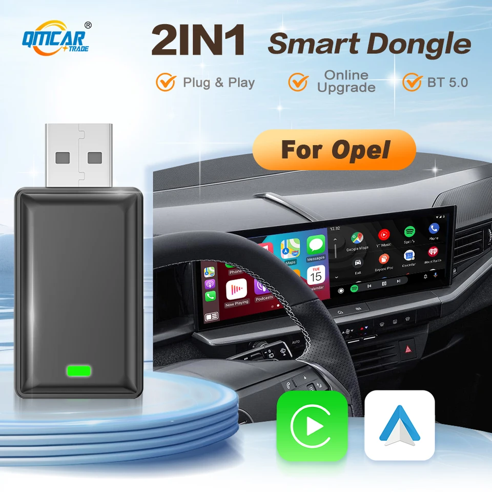 Bezdrôtový adaptér Android Auto CarPlay 2in1 Smart Dongle AI Box pre Opel Adam Astra Corsa Insignia Karl Ampera -E Crossland X
