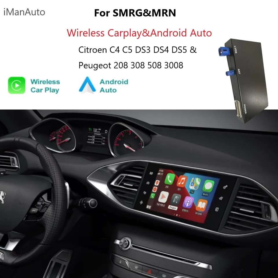 Bezdrôtový Apple CarPlay Android Auto Modul pre Peugeot & Citroen Smeg a MRN 208 308 508 3008 a C4 DS3 DS5 Support Revers Camera