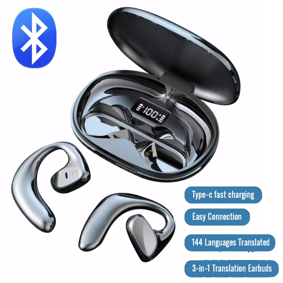 Bezdrôtový Bluetooth Headset v reálnom čase prekladateľ hlasu 144 jazykov Bluetooth kompatibilný 5.3