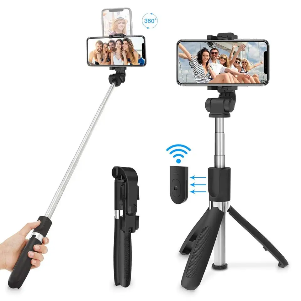 Bezdrôtový bluetooth kompatibilný selfie palicový statív s diaľkovým uzávierkou pre smartfón tri v jednom Monopod Mobile Colpsible