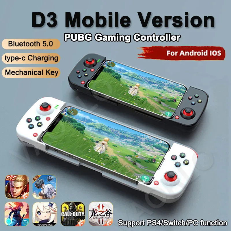Bezdrôtový BT 5.0 Roztiahnuteľný herný ovládač pre mobilný telefón Android iOS gamepad joystick Jedzte kuracie gamepad pre PS4 Switch PC