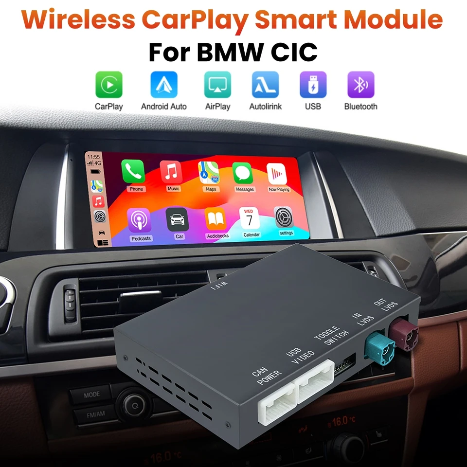 Bezdrôtový CarPlay Android Auto pre BMW CIC systém 1 2 3 4 5 x1 x3 x4 x5 f20 F21 F23 F30 F31 F34 F35 F10 F11 F48 F25 F26 F15