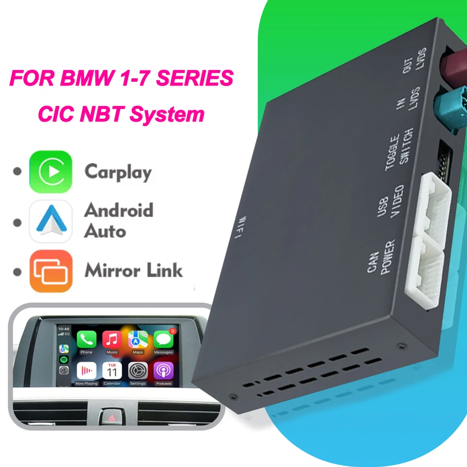Bezdrôtový dekodér CarPlay pre BMW NBT ID4/ CIC System Podpora Android Auto Mirror Link Multimedia Play