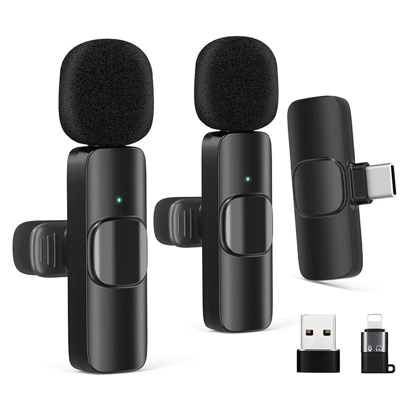 Bezdrôtový Lavalier Mikrofón Prenosný zvukový záznam Mini mikrofón s adaptérom pre iPhone Android Live Broadcast Hering Phone