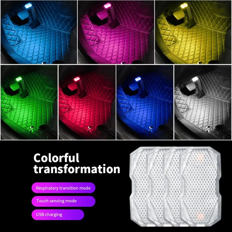 Bezdrôtový magnetický dotykový senzor LED interiérové ​​svetlo pre auto 7 farby magnetového čítania lampy Mini USB nabíjacie auto chodidlá Okolité svetlá