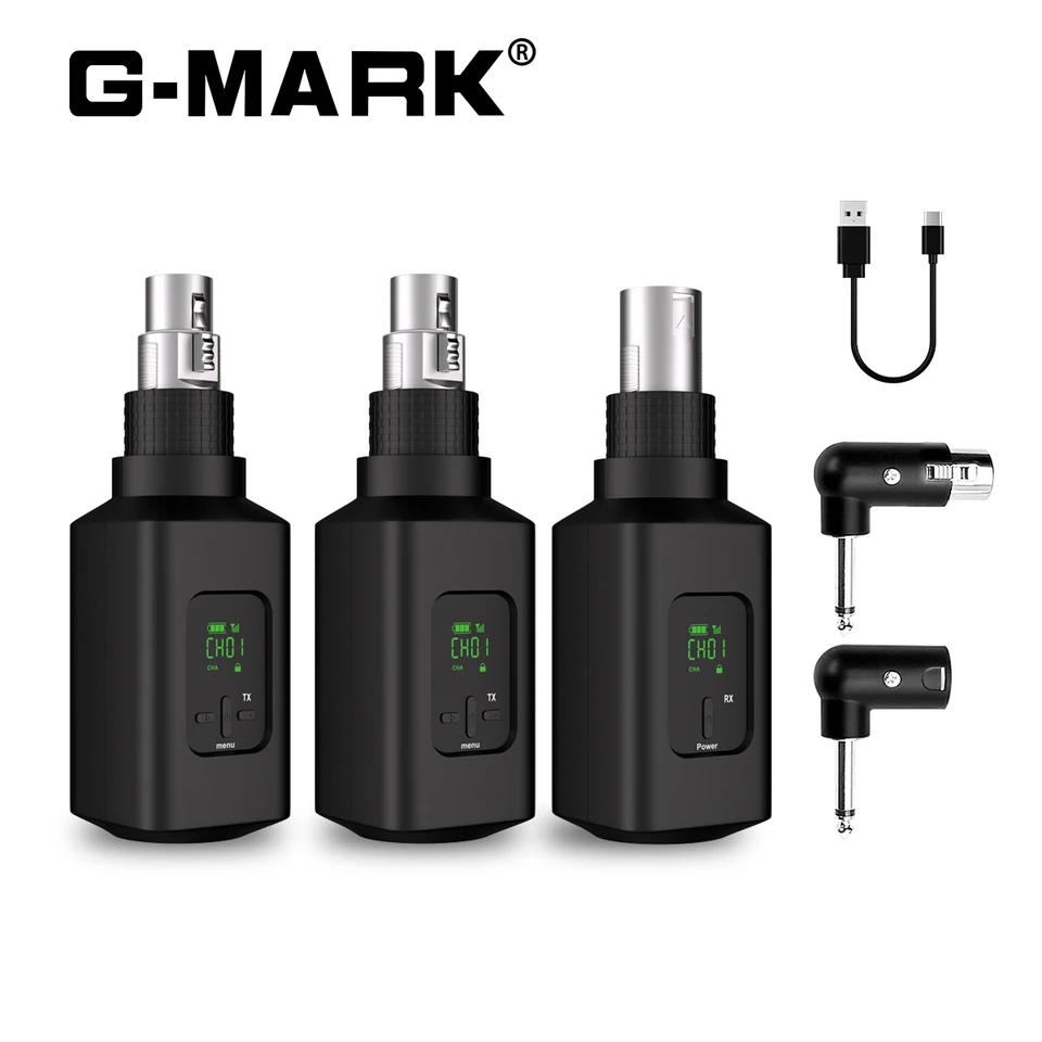 Bezdrôtový mikrofónový systém G-Mark GX1.2 2,4G XLR Adaptér 16 kanálov zvukový vysielač a prijímač pre zvukový mixér PA reproduktor