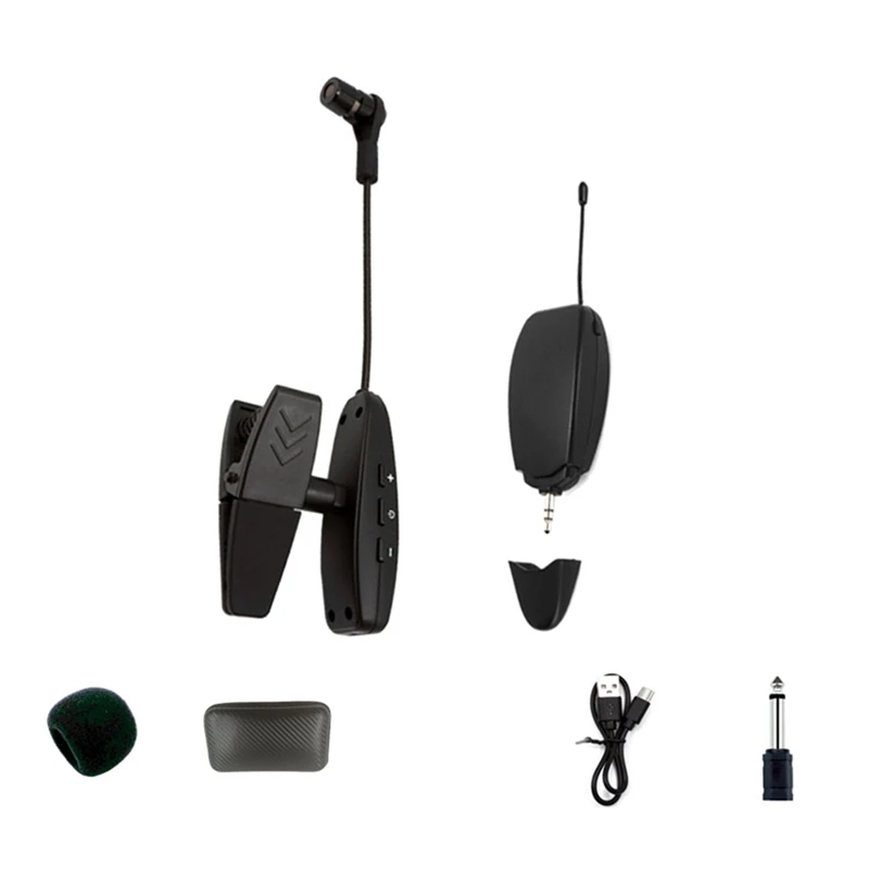 Bezdrôtový mikrofónový systém UHF 2.4G pre prístroje - prijímač a vysielač nastavený pre saxofón