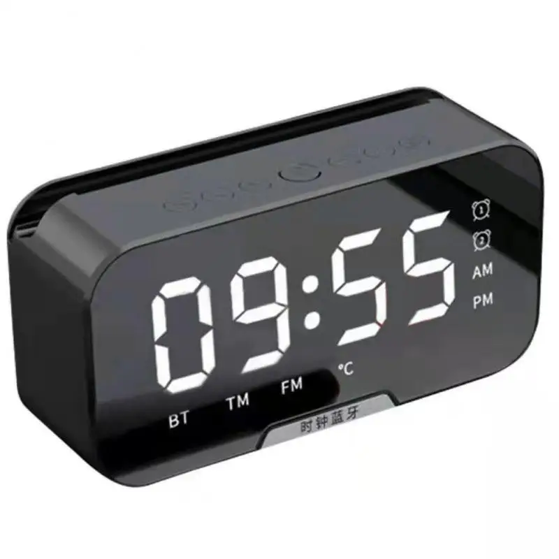 Bezdrôtový reproduktor Bluetooth s FM Radio Mini prenosné zrkadlo Zrkadlo Zvuk Duálne nastavenia budíka pre celý telefón