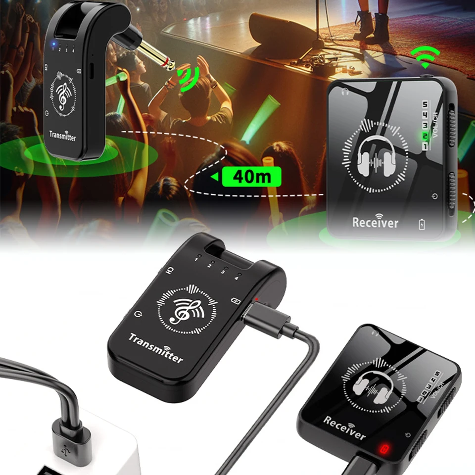 Bezdrôtový systém monitor do uší nabíjateľný prijímač prenášajúci 10h výdrž batérie pre štúdiové skúšobné výkony živý výkon
