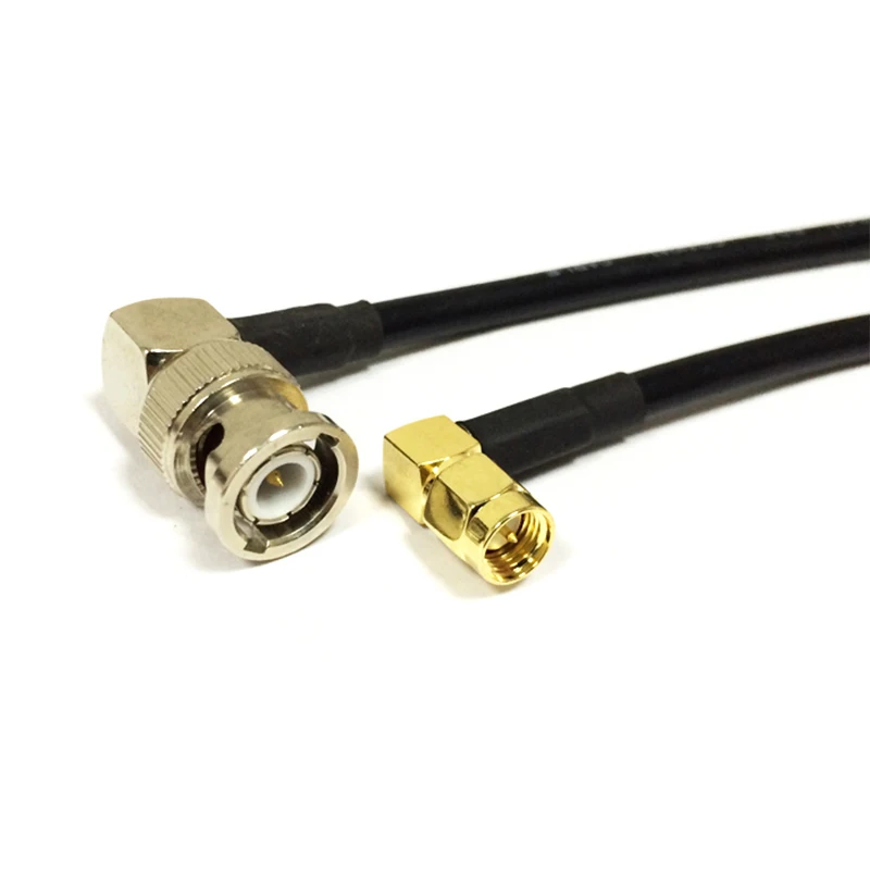 Bezdrôtový vodičový kábel SMA SMA Mužský pravý uhol k BNC Plug 90-stupňový adaptér RG58 50 cm/100 cm Veľkoobchod Nový