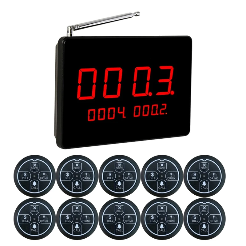 Bezdrôtový volací systém reštaurácia Pager 1 Čašník obrazovky prijímača 10 HOLON BLOTTONS Vibration Bell for Cafe Bar Hotel Hotel