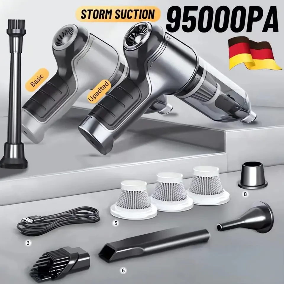 Bezdrôtový vysávač automobilu Strong bezdrôtový čistič vreckový vreckový vreckový automatický vákuum domov a auto dvojité použitie Minivacuum Cleaner spotrebič