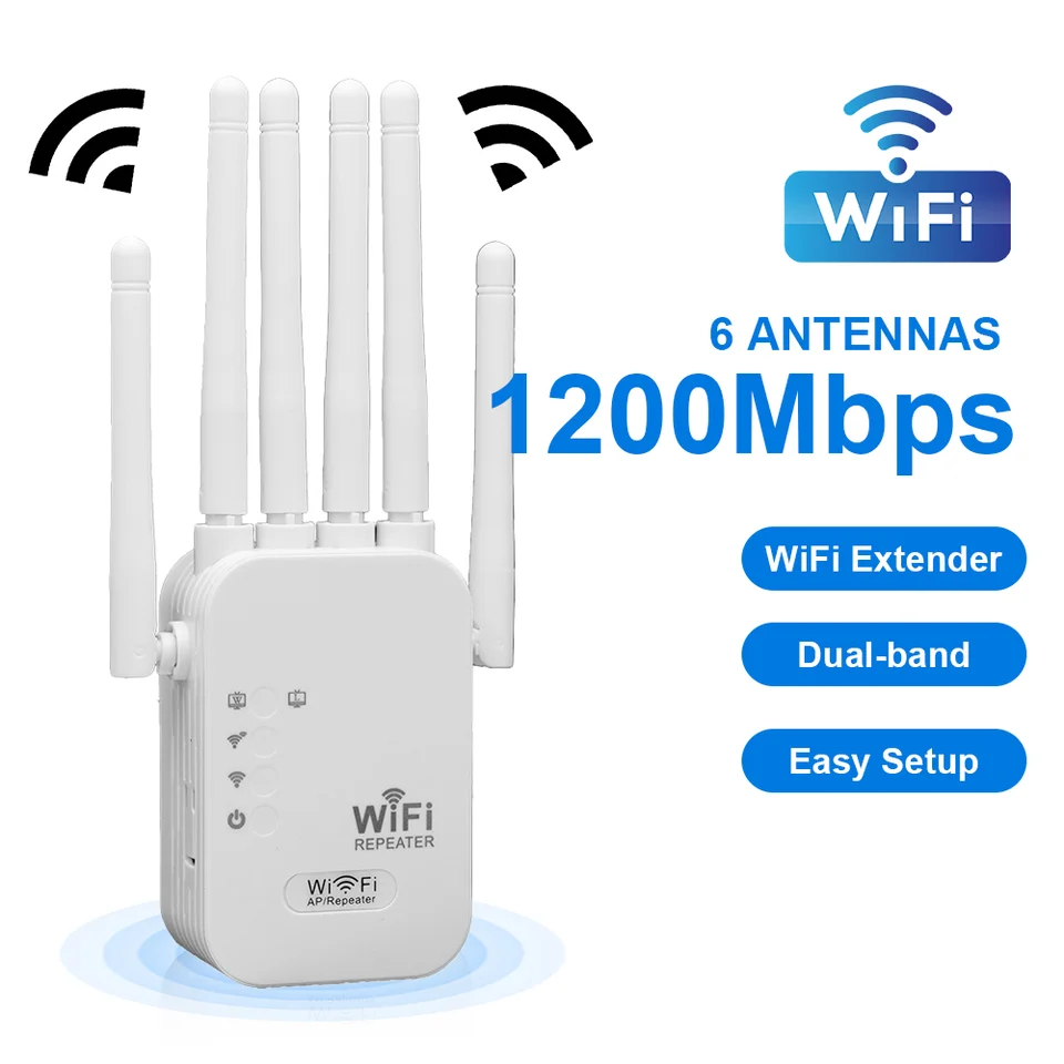 Bezdrôtový WiFi opakovač Wi-Fi Signál s rozlohou 1200 Mbps